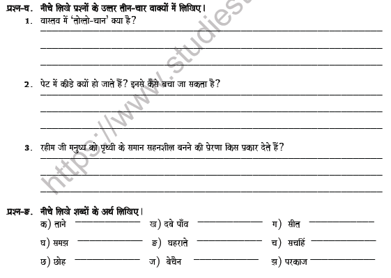 CBSE Class 7 Hindi Worksheet Set 5 4