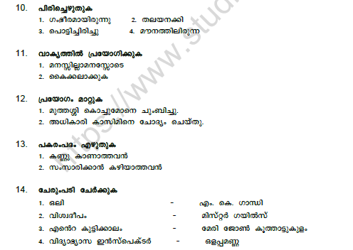 CBSE Class 7 Malayalam Question Paper Set M 3