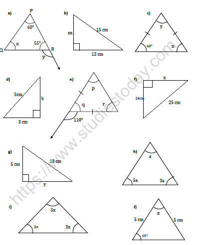CBSE Class 7 Mathematics The Triangle And Its Properties Worksheet