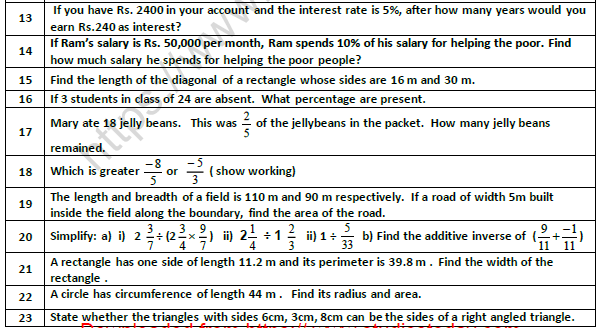 CBSE Class 7 Mathematics Worksheet Set 10 2