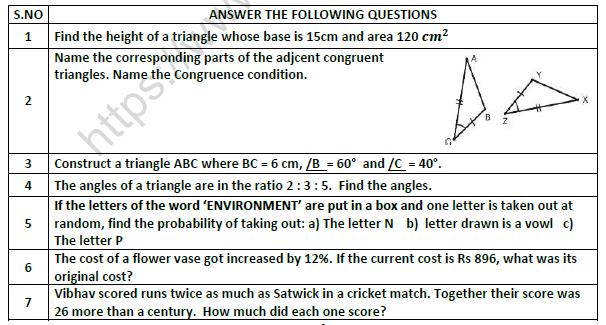 CBSE Class 7 Mathematics Worksheet Set 3 2