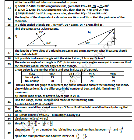 CBSE Class 7 Mathematics Worksheet Set 8 2