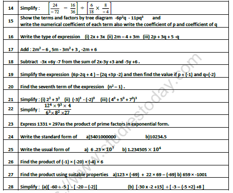 CBSE Class 7 Mathematics Worksheet Set 9 2