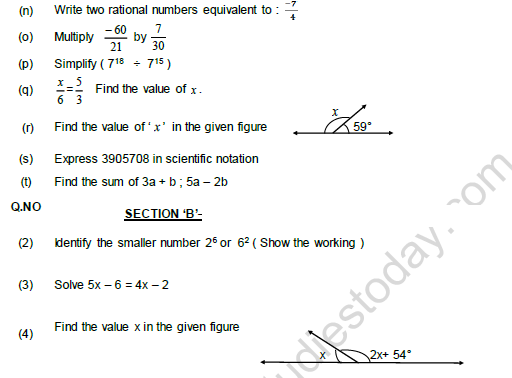 CBSE Class 7 Mathematics Worksheet Set G Solved 2