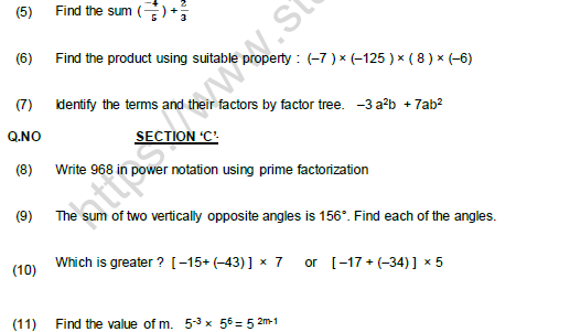 CBSE Class 7 Mathematics Worksheet Set G Solved 3