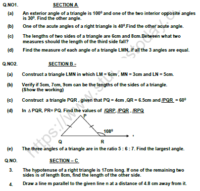 CBSE Class 7 Mathematics Worksheet Set H Solved 1