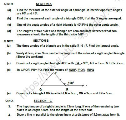 CBSE Class 7 Mathematics Worksheet Set I Solved 1
