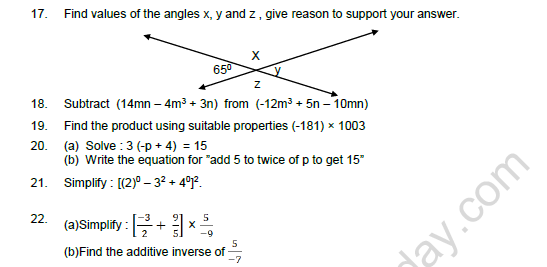 CBSE Class 7 Mathematics Worksheet Set N Solved 2