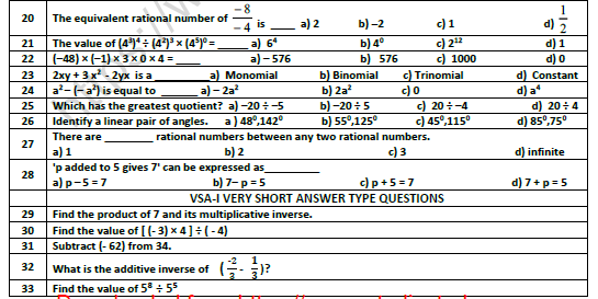 CBSE Class 7 Mathematics Worksheet Set P 2