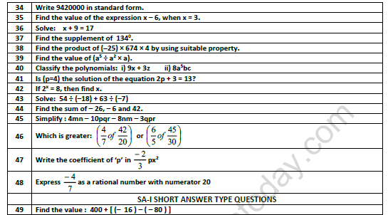 CBSE Class 7 Mathematics Worksheet Set P 3