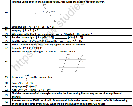 CBSE Class 7 Mathematics Worksheet Set P 4