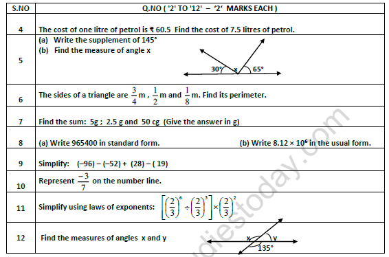 CBSE Class 7 Mathematics Worksheet Set U 3