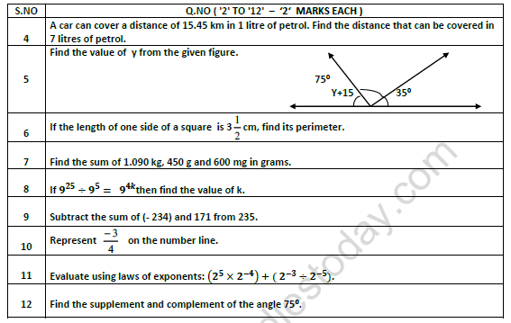 CBSE Class 7 Mathematics Worksheet Set V 3