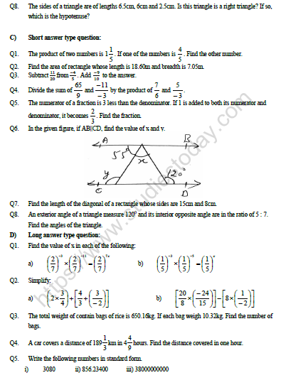 CBSE Class 7 Maths Revision Worksheet 3