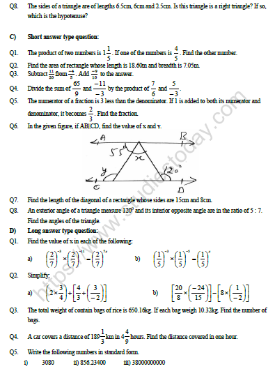 Cbse Class 7 Maths Revision Worksheet