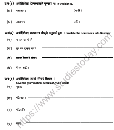 CBSE Class 7 Sanskrit Worksheet Set E Solved 2
