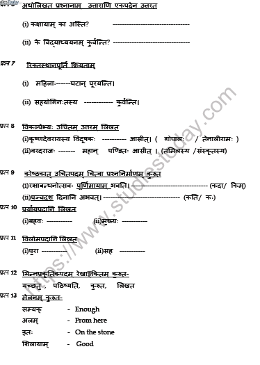 CBSE Class 7 Sanskrit Worksheet Set M 2