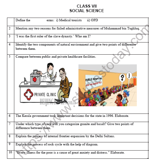 CBSE Class 7 Social Science Worksheet Set A