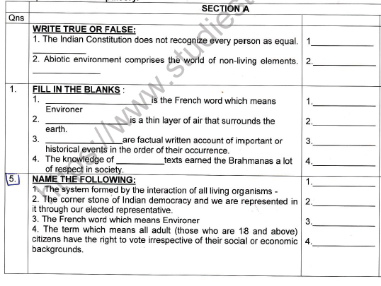 CBSE Class 7 Social Science Worksheet Set R 1