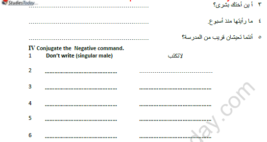 CBSE Class 8 Arabic Practice Worksheet Set A 3