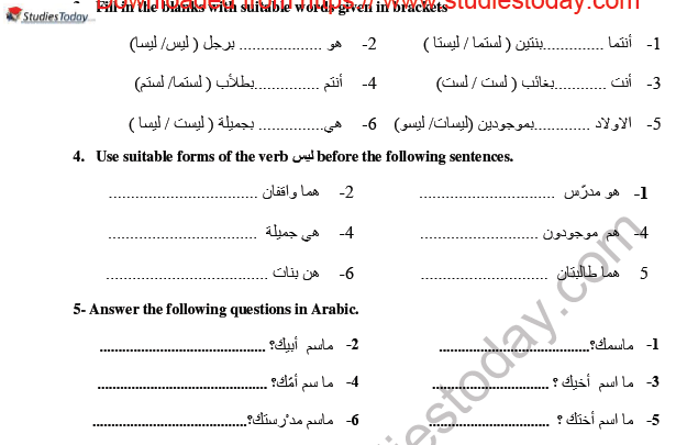 CBSE Class 8 Arabic Practice Worksheet Set K 3