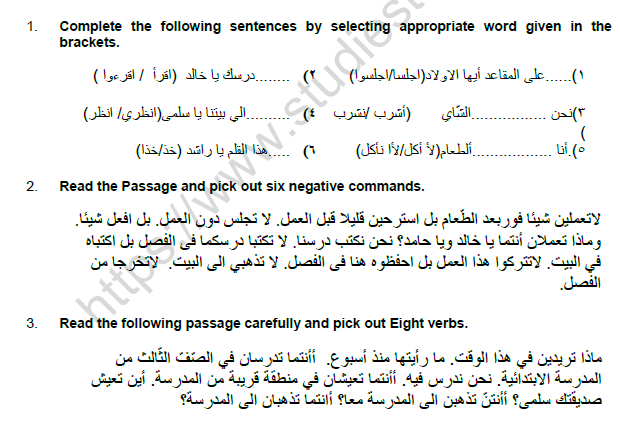 CBSE Class 8 Arabic Sample Paper Set A Solved