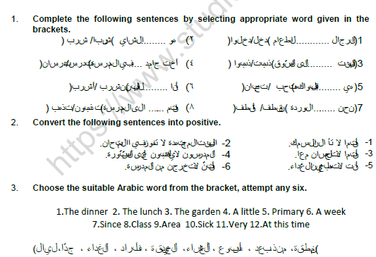 CBSE Class 8 Arabic Sample Paper Set E Solved 1