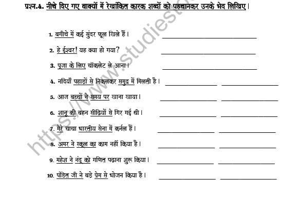 CBSE Class 8 Hindi कारक के भेद Worksheet Set B 4