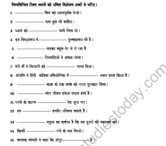 CBSE Class 8 Hindi Adjective Worksheet Set B 2