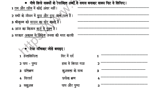 CBSE Class 8 Hindi Compound Worksheet Set A 4