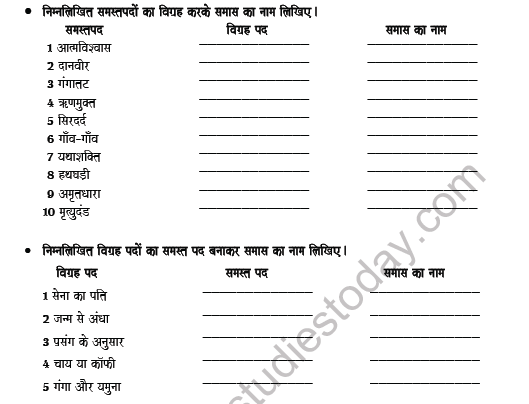 CBSE Class 8 Hindi Compound Worksheet Set B 3