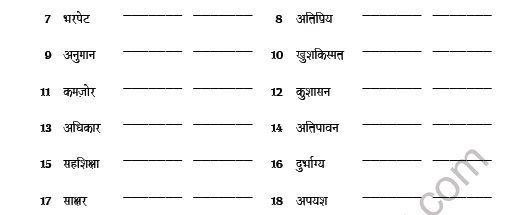 CBSE Class 8 Hindi Prefix Worksheet Set A 3