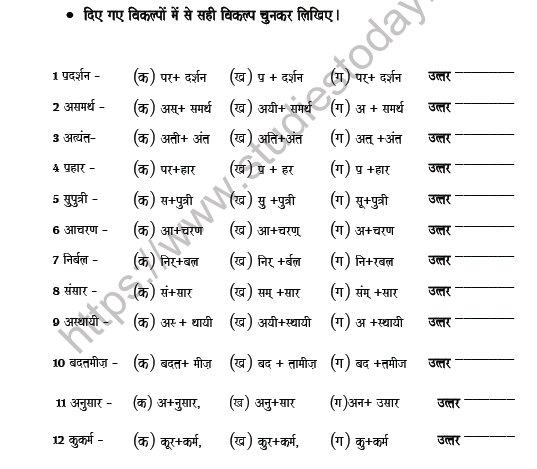 CBSE Class 8 Hindi Prefix Worksheet Set A 4