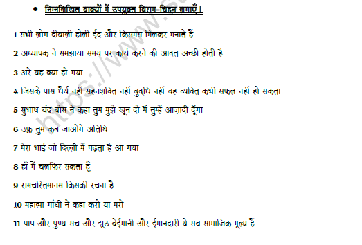 CBSE Class 8 Hindi Punctuation Worksheet Set B 2