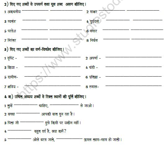 CBSE Class 8 Hindi Revision Worksheet Set A 2