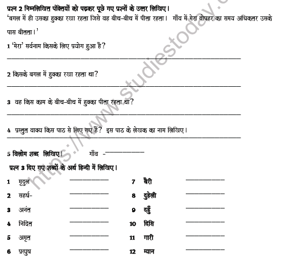 CBSE Class 8 Hindi Revision Worksheet Set D 3