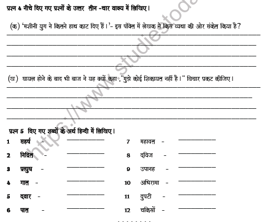 CBSE Class 8 Hindi Revision Worksheet Set E 4