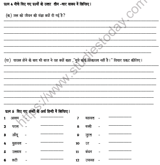 CBSE Class 8 Hindi Revision Worksheet Set F 4