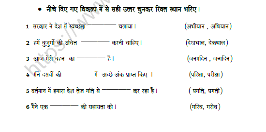 CBSE Class 8 Hindi Spelling correction Worksheet Set C 2