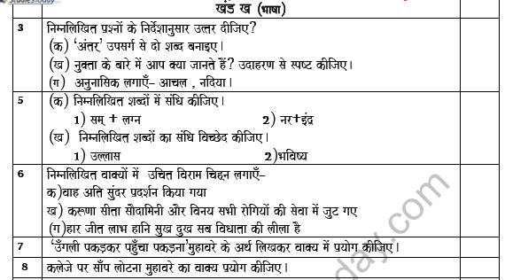 CBSE Class 8 Hindi Worksheet Set D 3