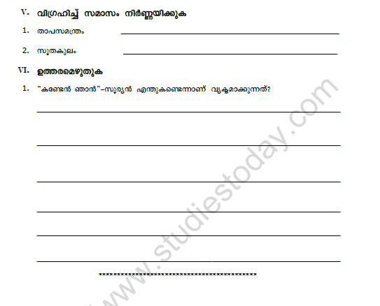 CBSE Class 8 Malayalam Practice Worksheet Set F 2