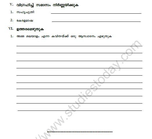 CBSE Class 8 Malayalam Practice Worksheet Set G 2