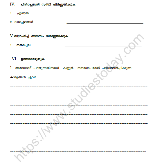 CBSE Class 8 Malayalam Practice Worksheet Set N 2