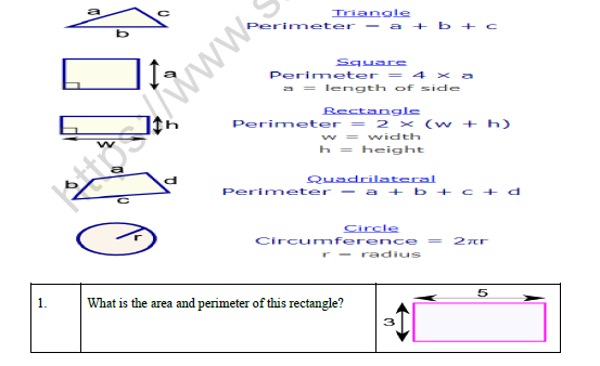 CBSE Class 8 Mathematics Area and Perimeter Bridge Course Worksheet 2