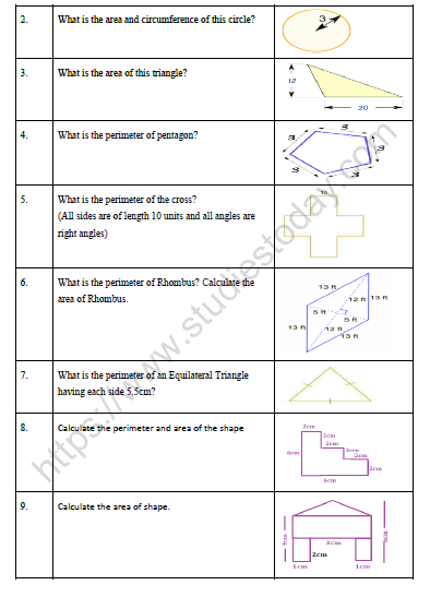 CBSE Class 8 Mathematics Area and Perimeter Bridge Course Worksheet 3