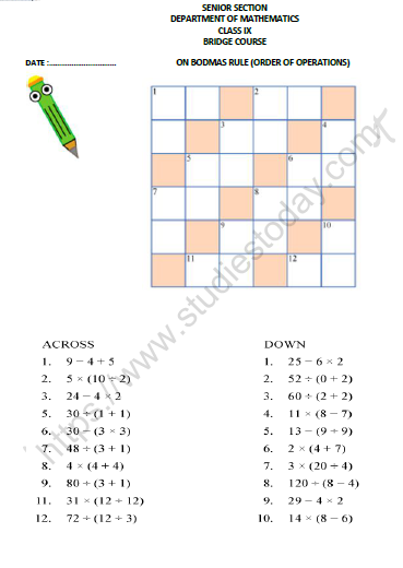 CBSE Class 8 Mathematics BODMAS Rule Bridge Course Worksheet 1