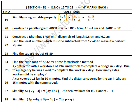 CBSE Class 8 Mathematics Question Paper Set N Solved 4