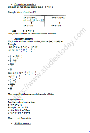 CBSE Class 8 Mathematics Rational Numbers Worksheet Set A 2