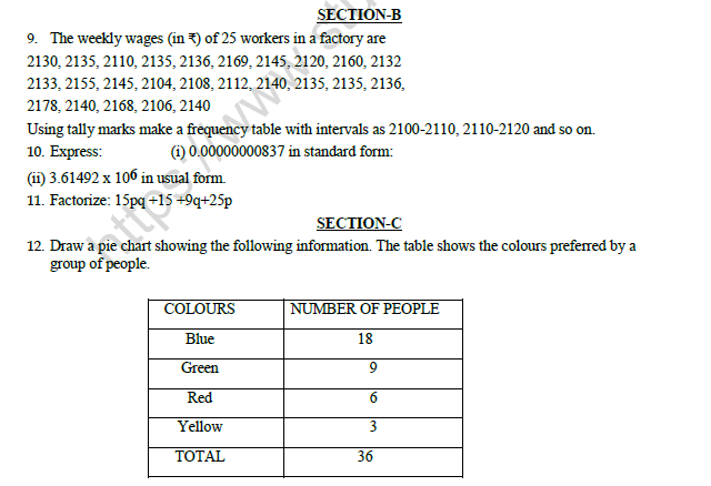 CBSE Class 8 Mathematics Worksheet Set B 2
