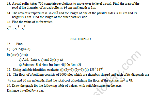 CBSE Class 8 Mathematics Worksheet Set B 3